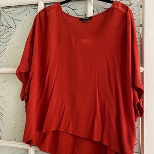 Madewell drapey v-neck button-back top 2xl "etruscan clay"